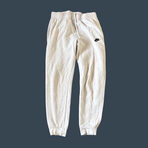 Nike Mens White Jogger Sweatpants Size M Cotton Blend Elastic Waistband & Cuffs